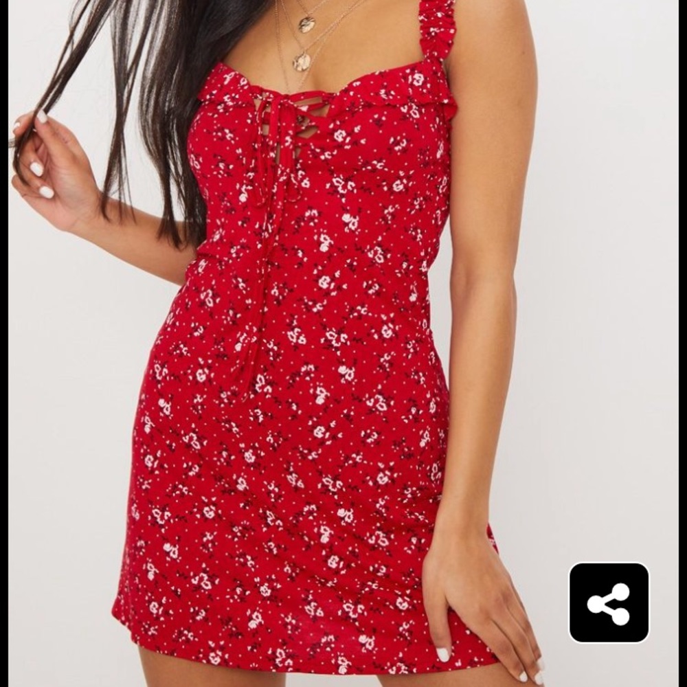 red floral print mini dress